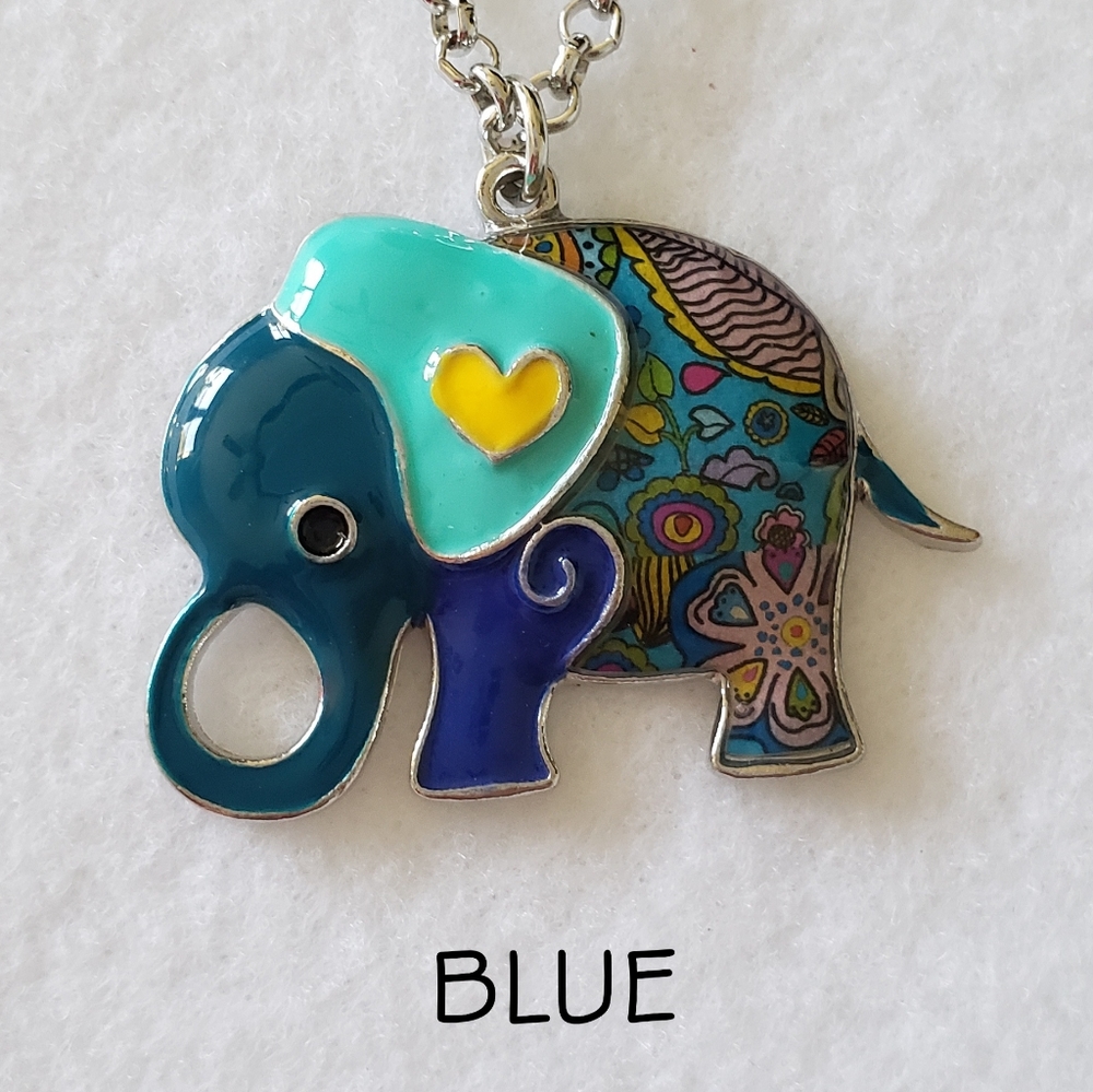 Enamel Elephant Necklace - Picture 2 of 8